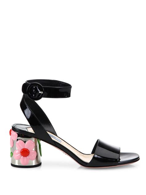 prada logo 85 leather ankle-strap sandals|prada women's high heeled sandals.